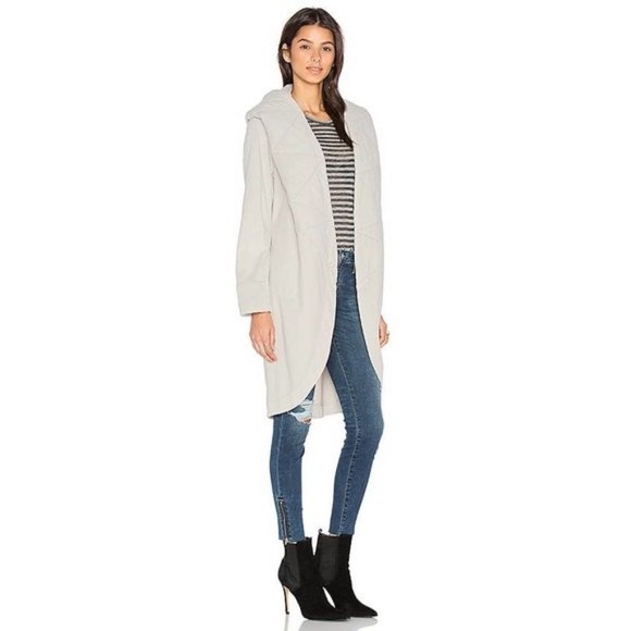 Young Fabulous Broke Cream Quilted Blanket Open Cardigan Jacket S/M Cozy NWT - Picture 2 of 8